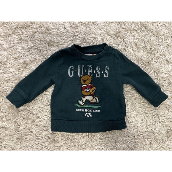 Vintage Baby Guess 3/6M Sweatshirt Sports Club Football Bear - Picture 2 of 6